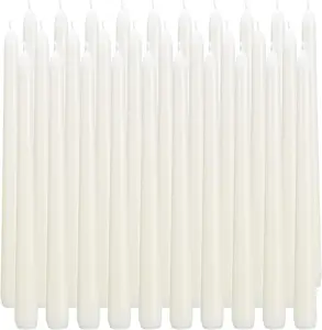 30 Pack  Taper Candles, 10 inch (H) Dripless, Unscented Dinner Candle,  Taper Candles, Paraffin Wax with Cotton Wicks, Approxinately 7-8Hours  Time