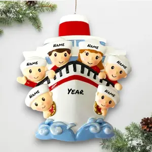 Personalized Family of 6 Cruise Ship Christmas Ornament – Custom Names & Year – Nautical Vacation Holiday Keepsake 2025