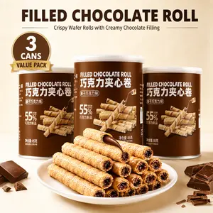 Hazelnut Chocolate Filled  Rolls – 3 Tubs Value Pack, Creamy Crispy Biscuit Sticks with Real Hazelnut Cocoa Cream, Individually Wrapped for Lunch Box, Office Snack, Party & On-the-Go