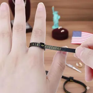 Ring Size Measuring Tool, Portable Finger Sizer for Wedding Bands, Jewelry Gauge Compatible with US/EU Sizes, Engagement Ring Fitting Tool for Bride & Groom, Black & White Color.