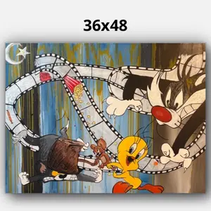 Looney Tunes Canvas Print by Karma Came 36x48 "Love Always Wins" Cartoon Art Wall Decor