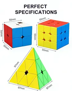 Moyu Meilong Speed Cube Set – 2x2 3x3 Pyramid Cube Bundle, Stickerless Smooth Magic Cube Puzzle Toys for Kids & Adults