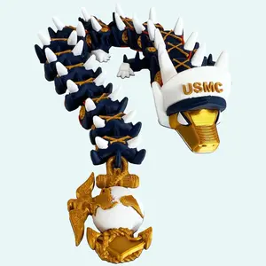 Marine Military Statue Figurine with USMC Hat and Gold Accents Unique Design
