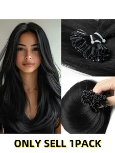 Natural Straight U-Tip Human Hair Extensions, Easy Installation, 12-20 Inches, 50 Pieces 30G Per Pack, Salon Quality, Black Brown Gold Wine Red To Choose For Women Daily Use