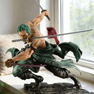 One Piece Roronoa Zoro Three-Sword Style Figure, Anime Collection Desktop Decor， Roronoa Zoro Battle Figure, Highly Detailed Statue Ornament "Thousand World" Scene Figure, Anime Collection Gift, Action Figures