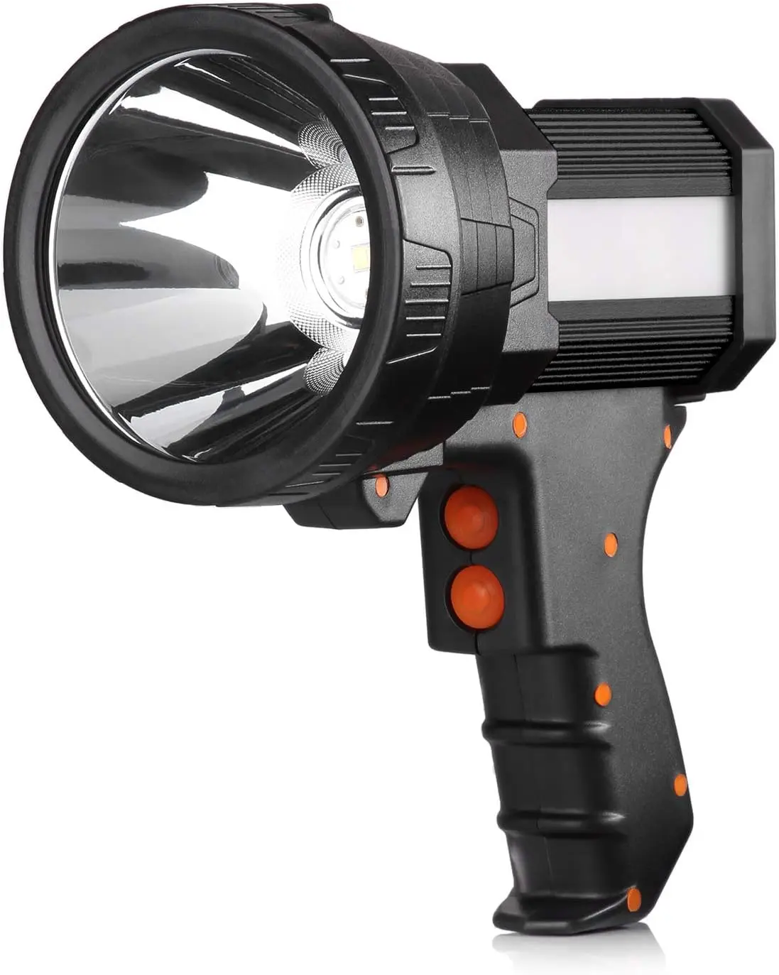 Rechargeable Spotlight, 2000,000 -Lumen Spot Lights Hand held Large Flashlight Handheld Spotlight Lightweight and Super Bright Flashlight (Aluminium_Alloy Black)