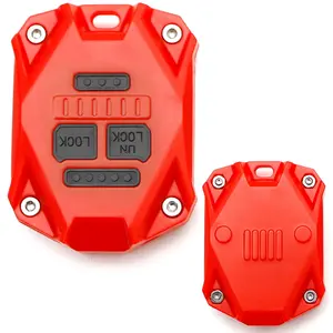 iJDMTOY Large/Big Red Plastic Key Remote Fob Enclosure Shell w/Black Keypads, For Jeep 2007-2017 Wrangler JK