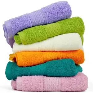 6 Pack Hand Towels for, 100% Cotton Absorbent Face Towels with 6 Colors for Shower,, College Dorm Use, 13" x 29", Multi-Color Towels