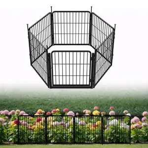 Cozy Castle Garden Fence with Gate 24" 6/8/12/16/24 Panels, Heavy Duty Metal Animal Barrier Fence for Dogs, Easy No-Dig Setup, Dog Fence Outdoor for Yard, Black