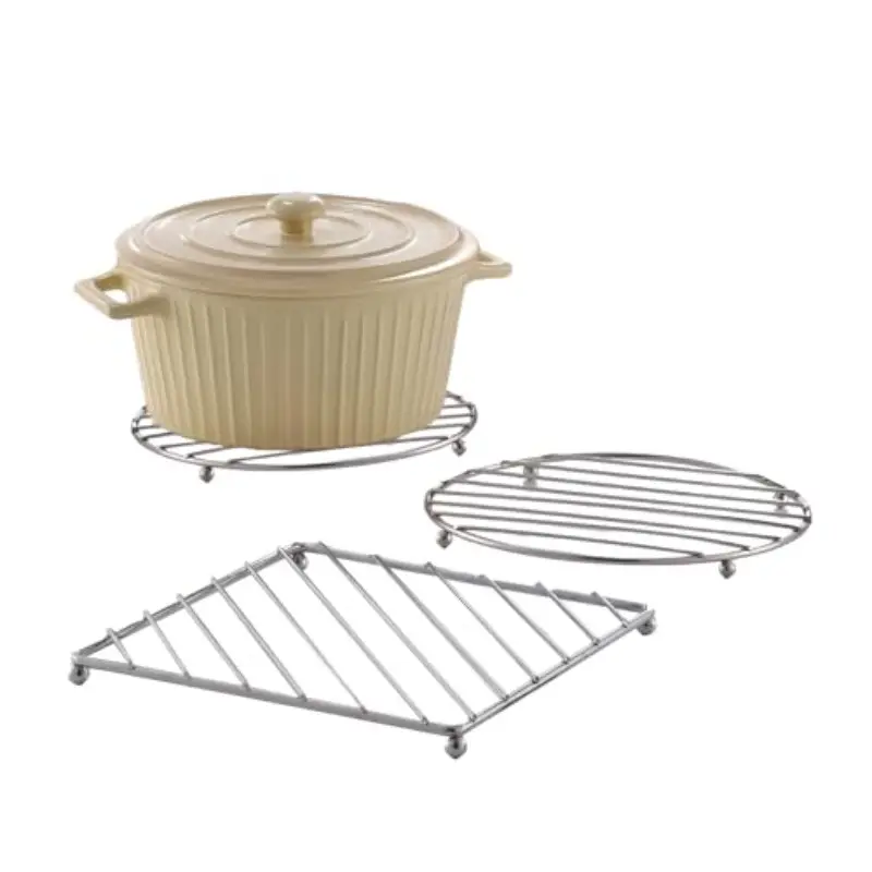 Stainless Steel Kitchen Trivet, Thickened Anti-Scald Style, Excellent Heat Insulation, Sturdy Design, Compact Space-Saving Mat for Countertops