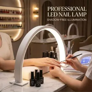 LED desk lamp half moon shaped nail lamp, white light illumination, Adjustable Lighting, suitable for nail art, eyelashes, tattoos, button control, nail art USB plug table lamp, bright fill light for nail table