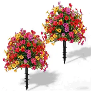 2 Bundles Artificial Violet Rose Bushes, Decorative Flowers, Outdoor UV Resistant Waterproof Flowers, Garden Porch Patio Decor, Low Maintenance No Watering Needed, Realistic Fake Bushes Plants for Garden, Front Porch, Yard, Mother's Day Gift #GLOBAL PICKS