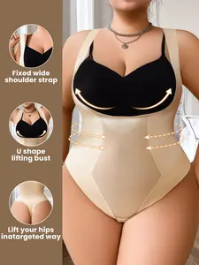 Plus Size Seamless Body Shaper, Sexy Transparent Mesh Sculpting Shirt, Waist Cinching Abdomen Slimming Underwear with Back Buttons