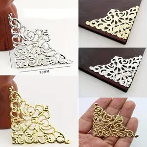 20pcs Metal Hollow Lace Corner Protectors, Creative DIY Notebook Decoration Materials, Decorative Edge Guards for Notebooks & Journals