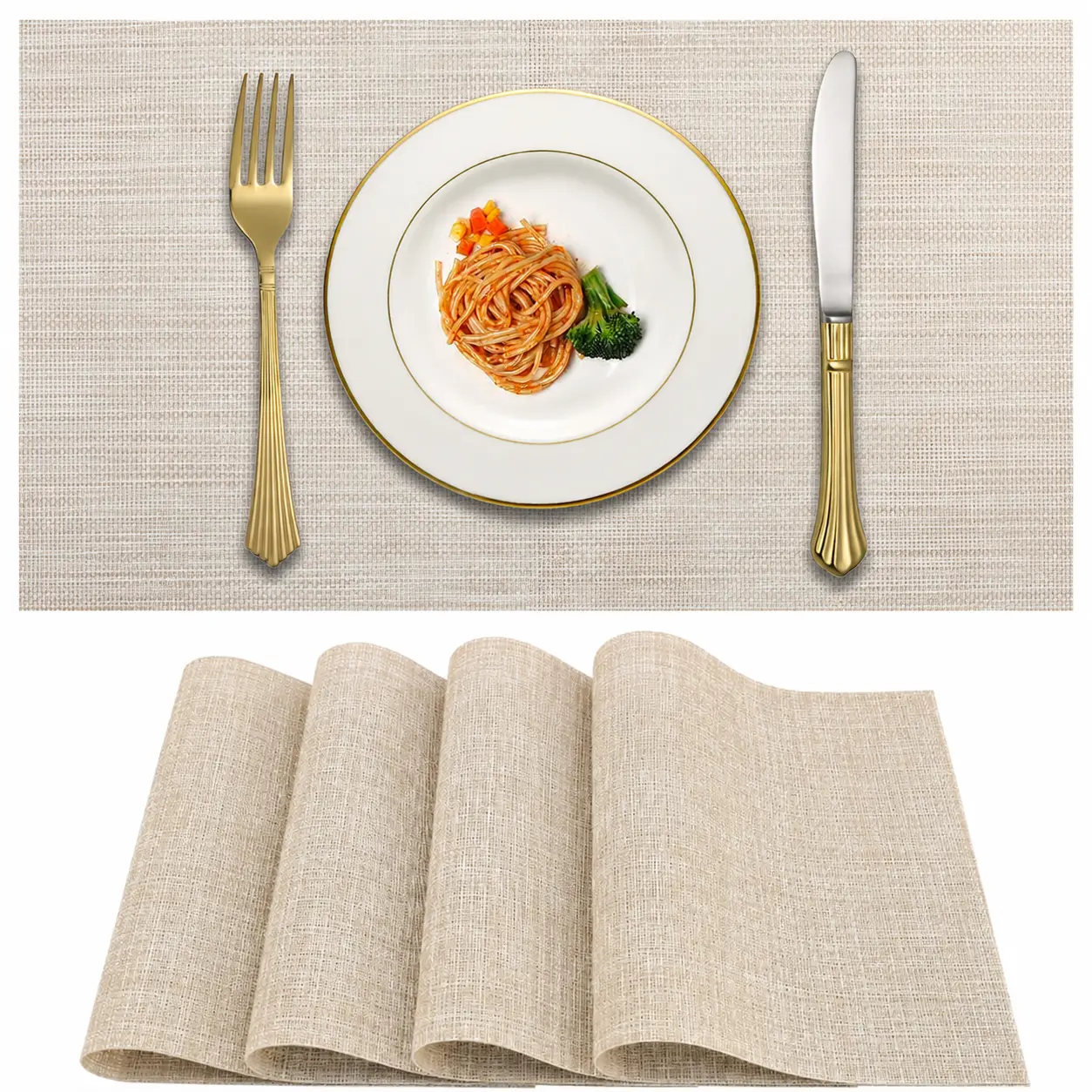 PVC Placemats Set of 4, Heat-Resistant Non-Slip Washable Mats for Indoor Outdoor Kitchen Dining Decoration