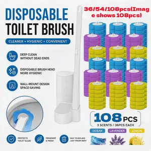 Upgrade Concentrated Brush Head Toilet Brush Holder, Disposable Toilet Brush, Deep Cleaning Agent Refill, Bathroom Cleaning Set