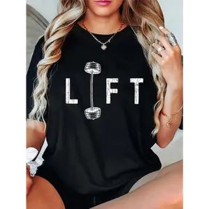 🏆 [ Cotton]  Cotton Lift Funny Gym Inspiring Motivational Graphic T-Shirt T-Shirt For Men And Women
