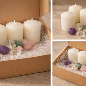 Candle set with herbs and crystals (Love and Intention gift set)