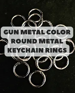 Gunmetal Color Round Metal Keychain Ring