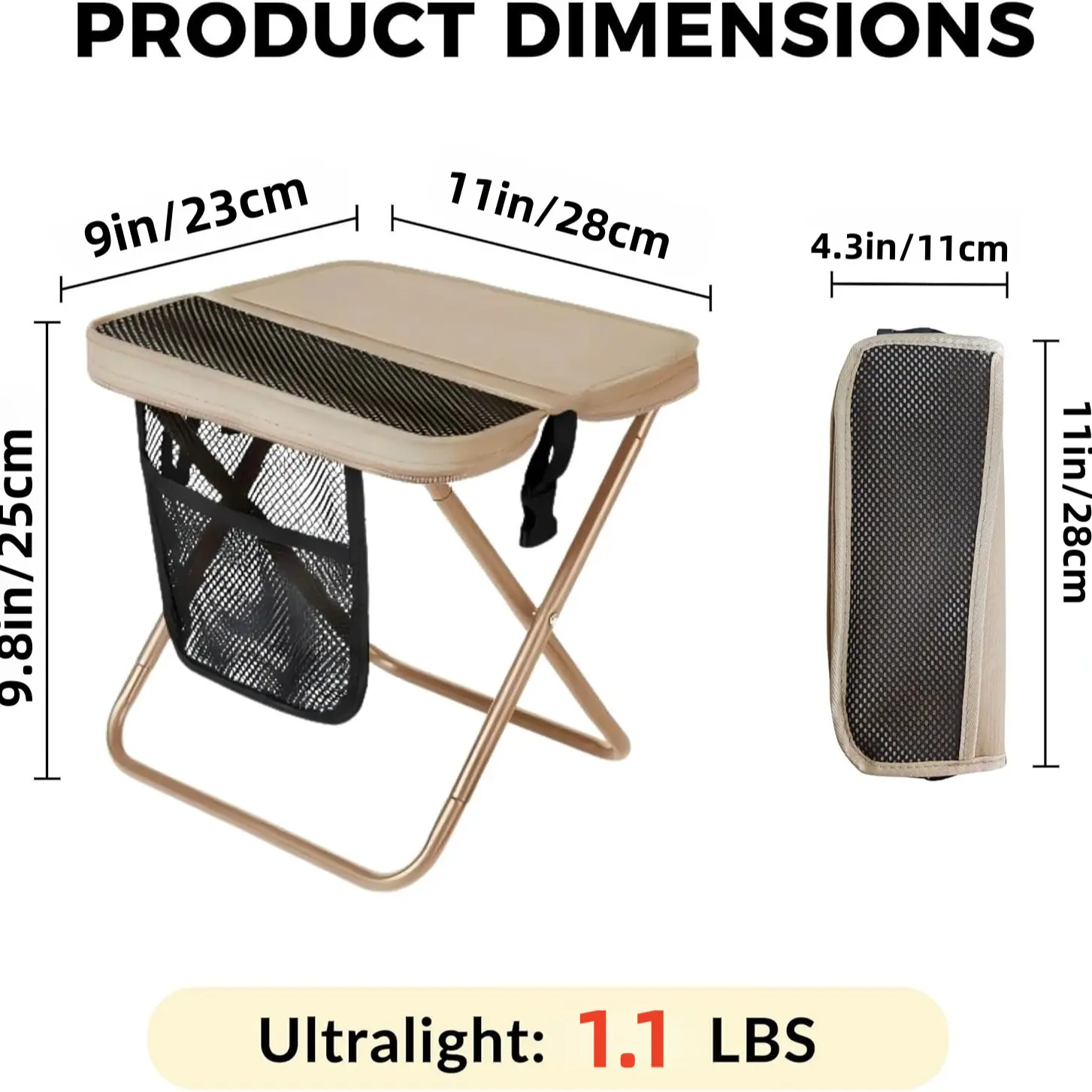 Khaki-11"L x 9"W x 9.8"H