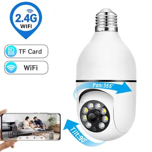 2.4GHz Smart Home Security HD Camera,WiFi Camera,Home Surveillance Camera,Bulb Monitoring Camera,Wireless Security Monitoring Camera with 355 Degree Panoramic