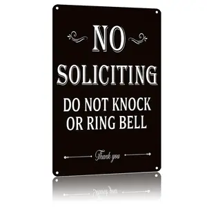 No Soliciting Do Not Knock Or Ring Bell Front Door Entryway Home Exterior Apartment Entrance Wall Decor 8x12 Aluminum Metal Sign for Privacy