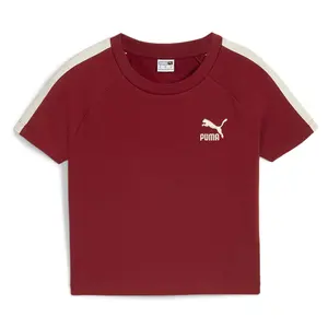 PUMA Womens Iconic T7 Baby Crew Neck Short Sleeve Casual Tops Casual - Red