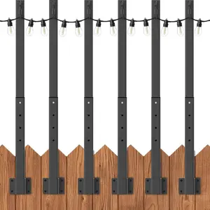 AILBTON 4 Pack Suspension Outdoor String Light Poles for Outside String Lights Hanging,with Clip and Holder,Light Post Mounting Stand for Patio Fence Wall Garden Backyard Deck