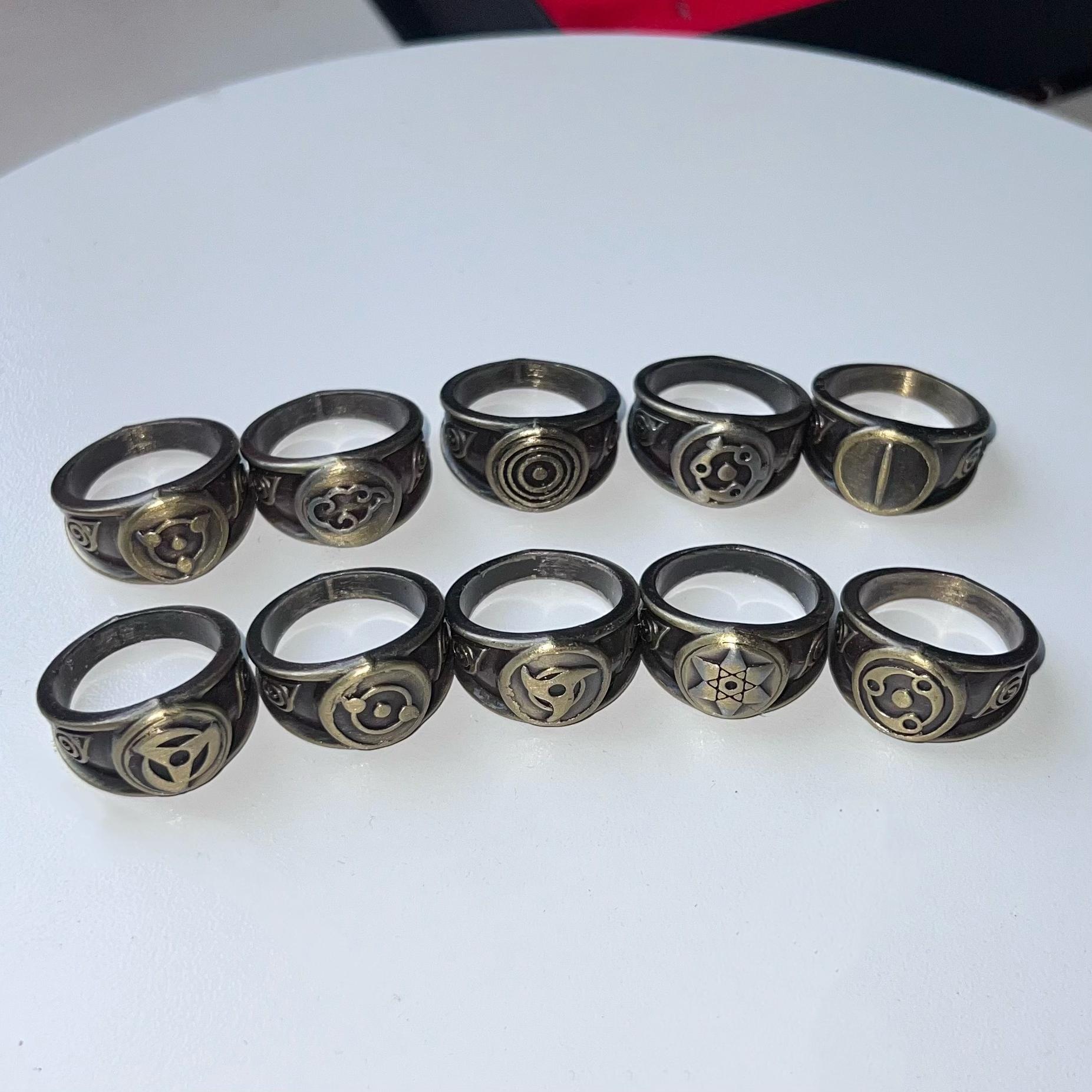Premium Naruto Akatsuki Rings Set Anime Symbol Rings Collectible Cosplay Jewelry with Gift Box