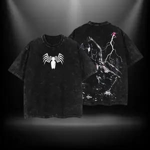 Dark Spider Hero Shirt – MCU Inspired Vintage Washed Oversized Heavy Cotton T-Shirt, Double Sided Hero Graphic, Dark Aesthetic Streetwear Gift for Superhero Fans US Trend