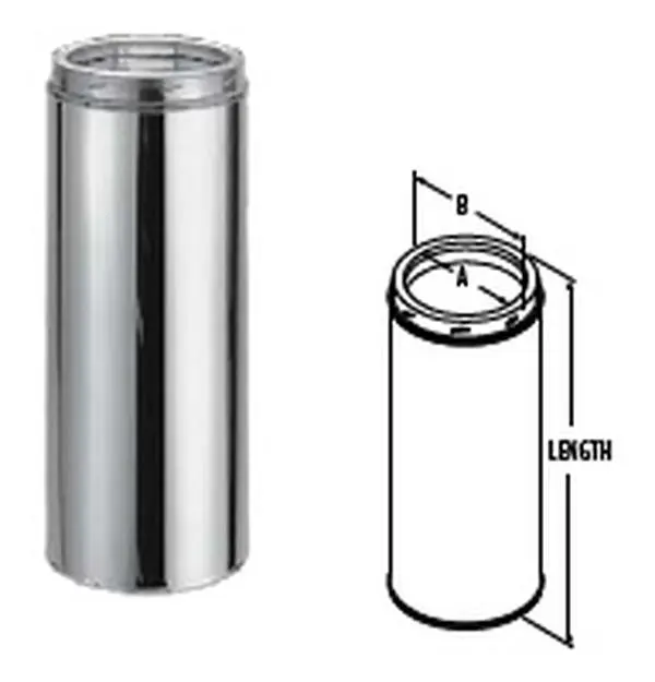 M & G Duravent 8DT-24CF Duratech Chimney Length, 8 in x 24 in, 430-Alloy Stainless Inner Liner, Galvalume Outer, for Fireplaces & Boilers, Offers Durability and Convenience, 24 Inches