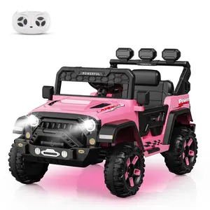 GARVEE Electric Ride-On Vehicle for Ages 3-6 with 2.4G Remote Control, 12V Battery, 3 Adjustable Speeds, Soft Start, Battery Display, Music, and Pink Design