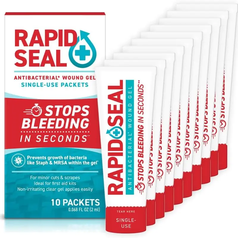 Wound Gel Single Use Packets 10ct | Stops Bleeding in Seconds | for Minor Cuts & Scrapes. Packets for Easy Storage and Restocking for Emergency First Aid Supplies