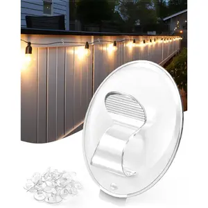 Hooks Lights Clips Outdoor String - 3X Stronger Adhesion 20 count Clear Heavy Duty Hangers  Adhesive - Sticky Removable 0  No Drill Indoor Garage - for Patio Fence Gutters Wall Christmas