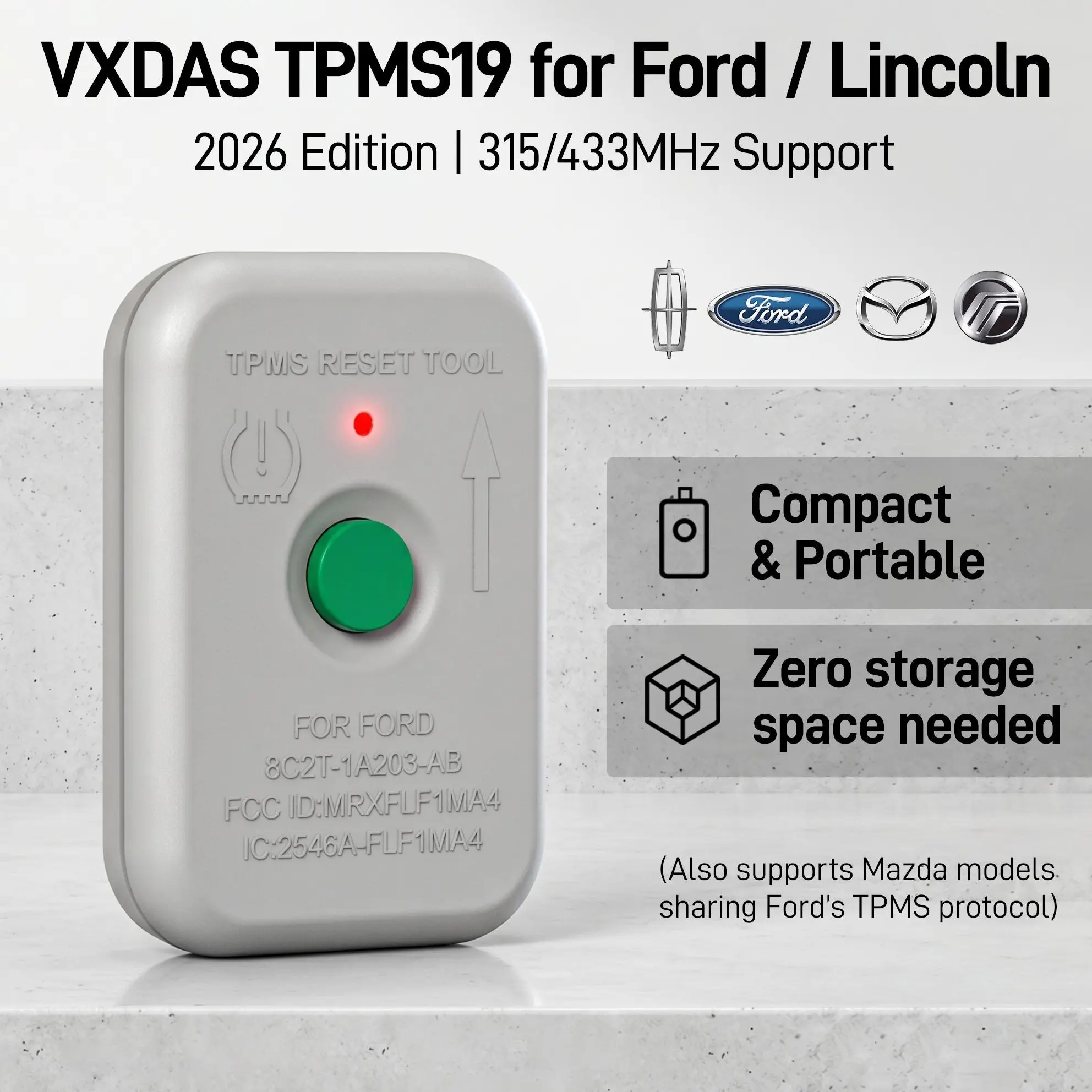 VXDAS TPMS19 TPMS Relearn Tool for Ford F-150, Tire Sensor Activation Tool for Ford, Lincoln, Mercury & Select Mazda Models, Replaces 8C2Z-1A203-A