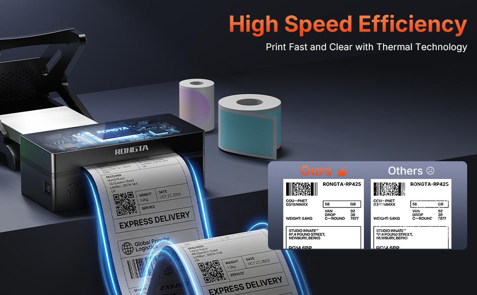 RONGTA Portable Handheld Thermal Label Printer, 4"x6" Shipping Label Included for Shipping Needs, Shipping Label Printer