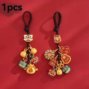 Authentic Gold Feng Shui Prosperity Hanging Ornament with Pi Xiu and Wealth God Pendant, Perfect Birthday Gift, Car Keychain, Bag Decoration, Phone Chain, Keychain For Bags, Keychain Accessory