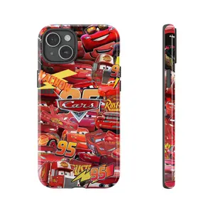 Lightning McQueen Phone Case for iPhone 14, 15, 16, Samsung, Pixel 8 - Colorful Cars Design for Racing Fans and Collectors