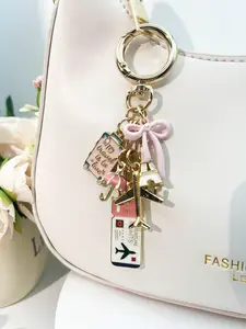 Travel Themed Bag Charm Pendants – Airplane & Eiffel Tower Keychain with Suitcase Charms, Cute Bag Decoration & Bag Chain Charms for Backpack Purse, Ideal for Wanderlust Lovers