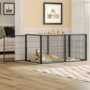 Heavy duty metal dog crate with top cover 63 inch large dog cage flexible door placement for medium dogs