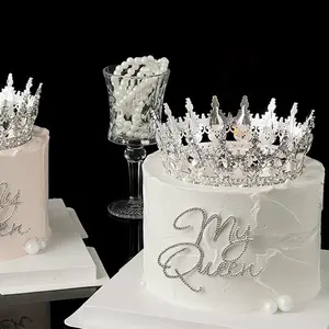 Crown Design Cake Topper, 1 Count Elegant Rhinestone Crown Cake Decoration, Cake Decorations for Birthday Party Wedding Baby Shower, Ornaments, Cake Decorating Supplies