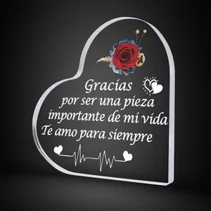 Acrylic Heart Shaped Ornament, Creative Gift for Girlfriend Wife Birthday Wedding Anniversary, Keepsake Loving Acrylic Plaque Gift, Decor