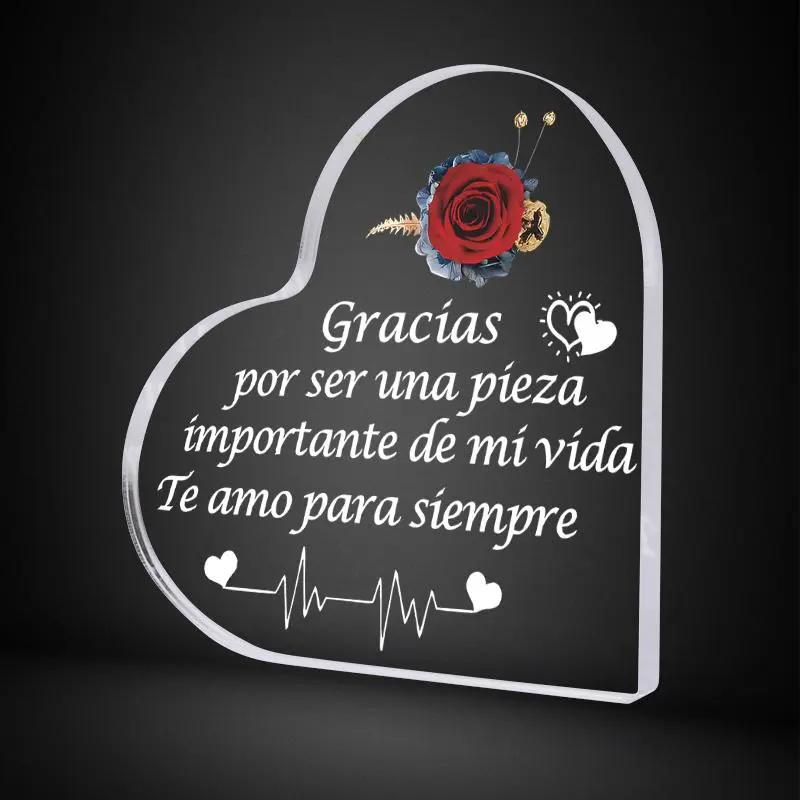 Acrylic Heart Shaped Ornament, Creative Gift for Girlfriend Wife Birthday Wedding Anniversary, Keepsake Loving Acrylic Plaque Gift, Decor