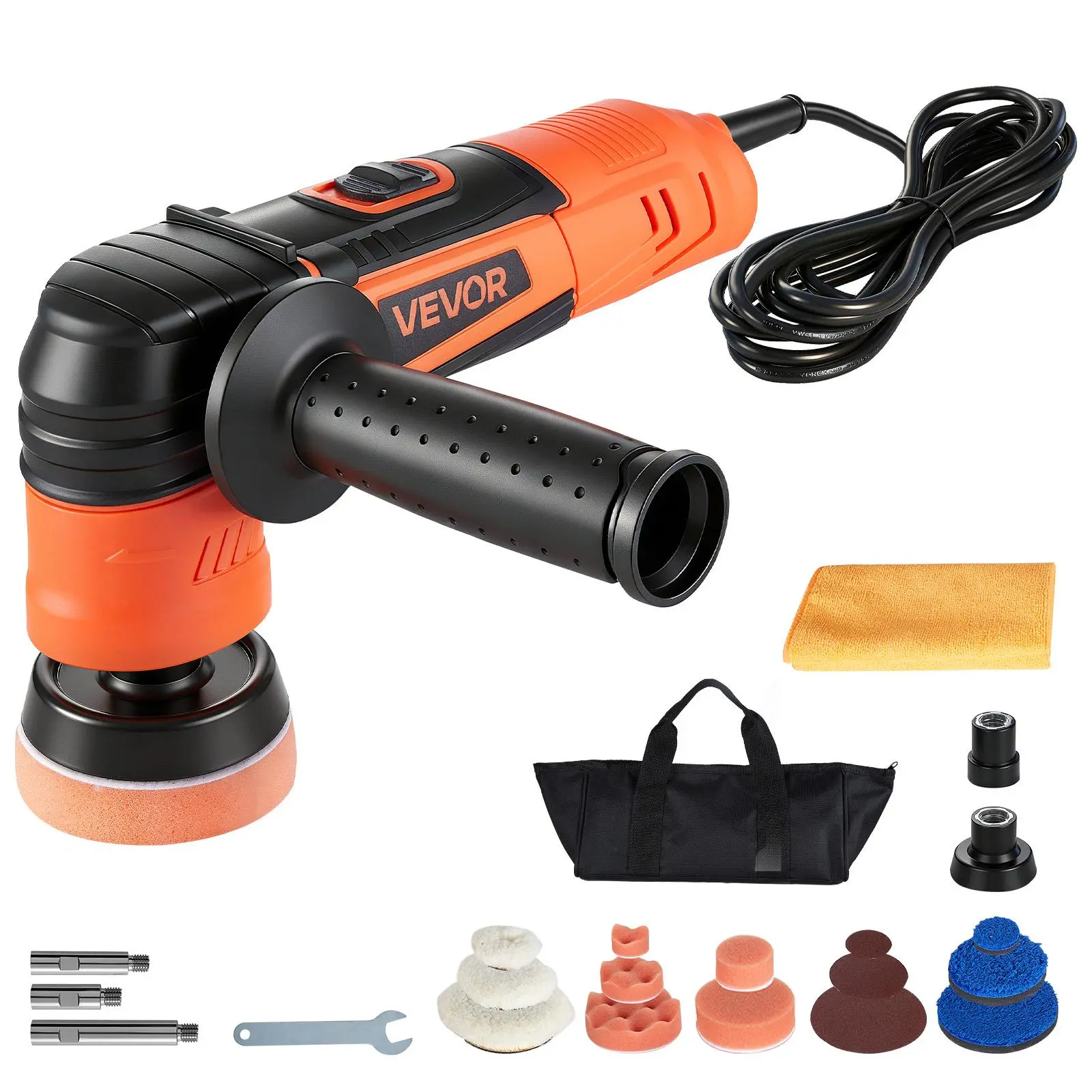 【summerfinds】VEVOR Car Buffer Polisher, 1.2"/2"/3" Rotary Polisher Buffer, 600W 6 Variable Speeds 1000-4500RPM Car Polisher Waxer Kit for Cars Detailing, Waxing, Polishing, Scratch Removal