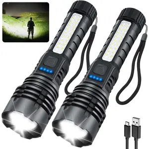 Rechargeable LED Flashlights High Lumens, 7 Modes Super Bright Tactical Flashlight, Adjustable Zoomable Powerful Torch, Emergency Gear for Home, Hunting, Camping, Hiking