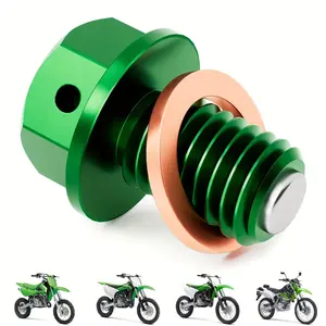 M10mm P1.5mm Magnetic Oil Drain Plug Bolt, Motorcycle Gas Cap Vent for Kawasaki Kx Series, Klx Models, D Tracker