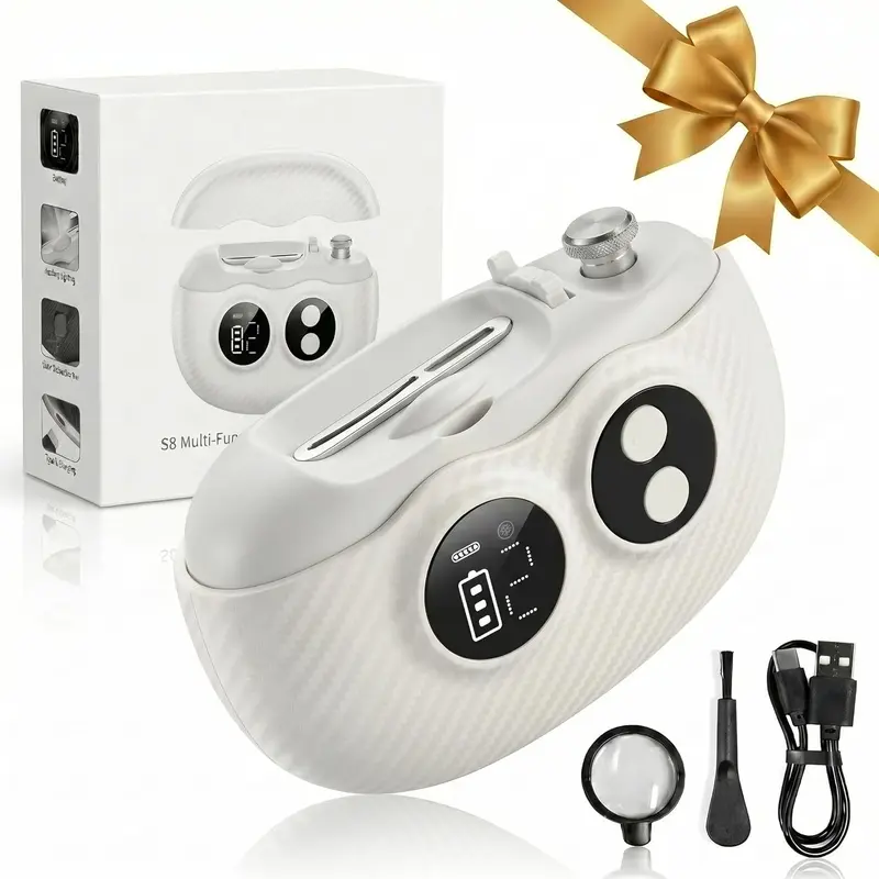 MyoTara 3-in-1 Electric Clippers for Adults - 3-Step Nail Care System, Faster Than Manual Filing, Thick Toenail/Gel Removal, Adjustable Wide-Narrow Slots, Built-in LED + Mag, Clippings Collector