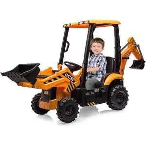 4 in 1 Ride on Tractor, Excavator & Bulldozer & Removable Tent, 12V Battery Powered Electric Vehicle with Remote Control, Front Loader, Digger, Horn, EVA Tires, Kids Ride on Car Toy