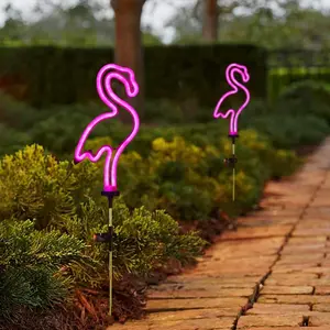 Solar Powered Outdoor Landscape Light, Flamingo Garden Stake Lamp, Camping Decorative Lighting, Neon Illumination for Lawn Patio Yard Walkway
