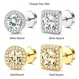 Gen Z Viral GRWM Aesthetic Jewelry Cushion Round Moissanite Stud Earrings Daily Casual Date Night Everyday Outfit S925 Silver Post Nickel Free Hypoallergenic Dainty Sparkling Minimal Luxury Star Vibe Gift For Women Teen Girls Piercing Earrings